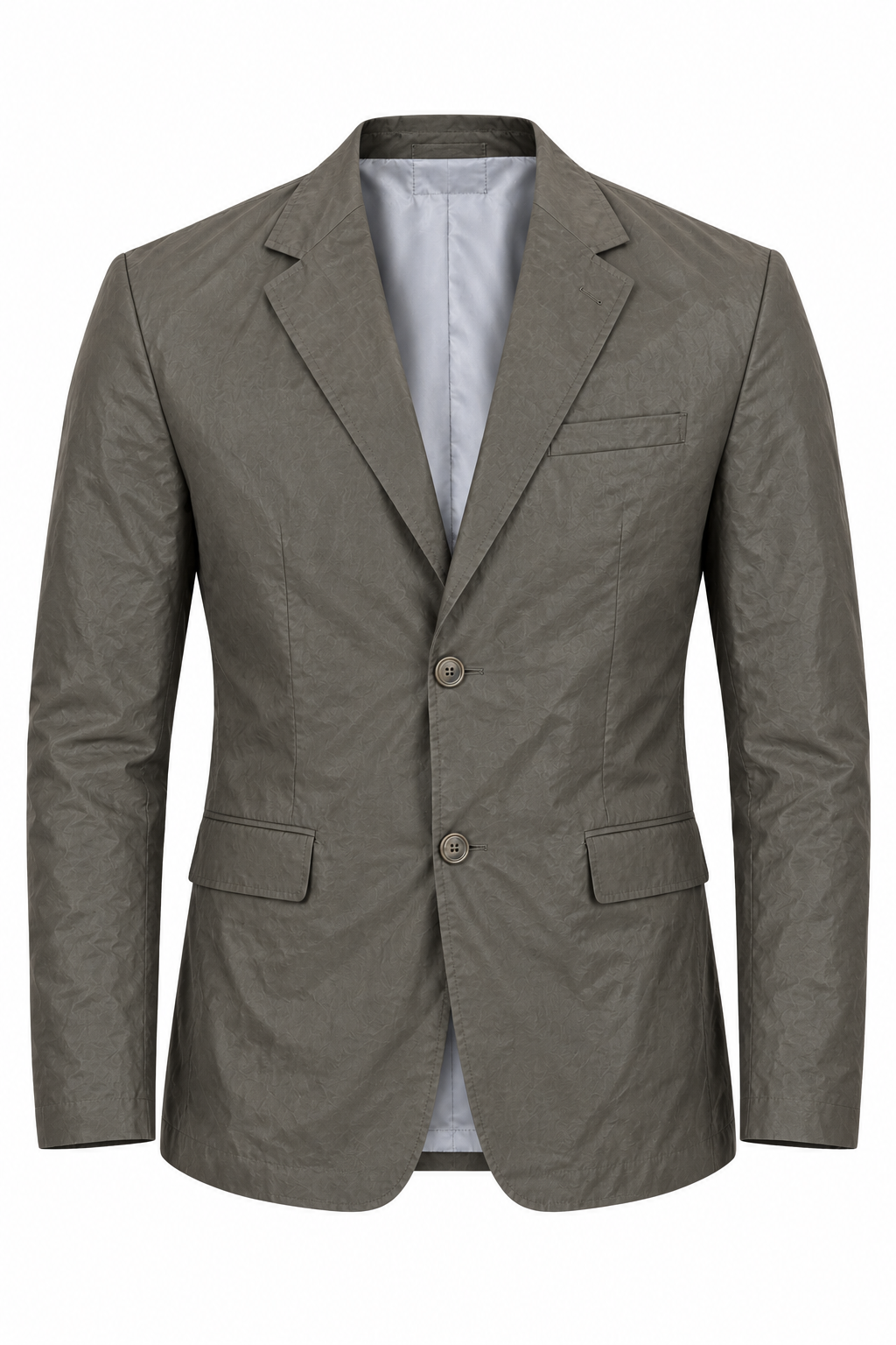 BOSS men's taupe grey tailored blazer in UK size XL. Classic button-front design with notched lapels and multiple pockets, ideal for formal and smart-casual wear.