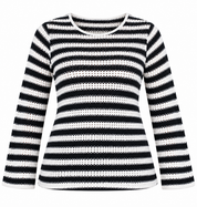 In The Style women's black & white striped knit jumper in UK size 26/28. Relaxed plus-size fit, round neck and long sleeves for everyday style.
