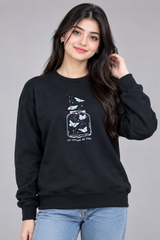 INFINITY Women Black Butterfly Graphic Sweatshirt