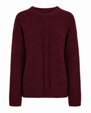 INSTYLE women’s burgundy cable knit sweater in UK S/M. Stylish long-sleeve jumper with textured knit detail, perfect for cosy autumn and winter outfits.