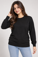 Intuition Essentials Women Black Crew Neck Knitted Jumper