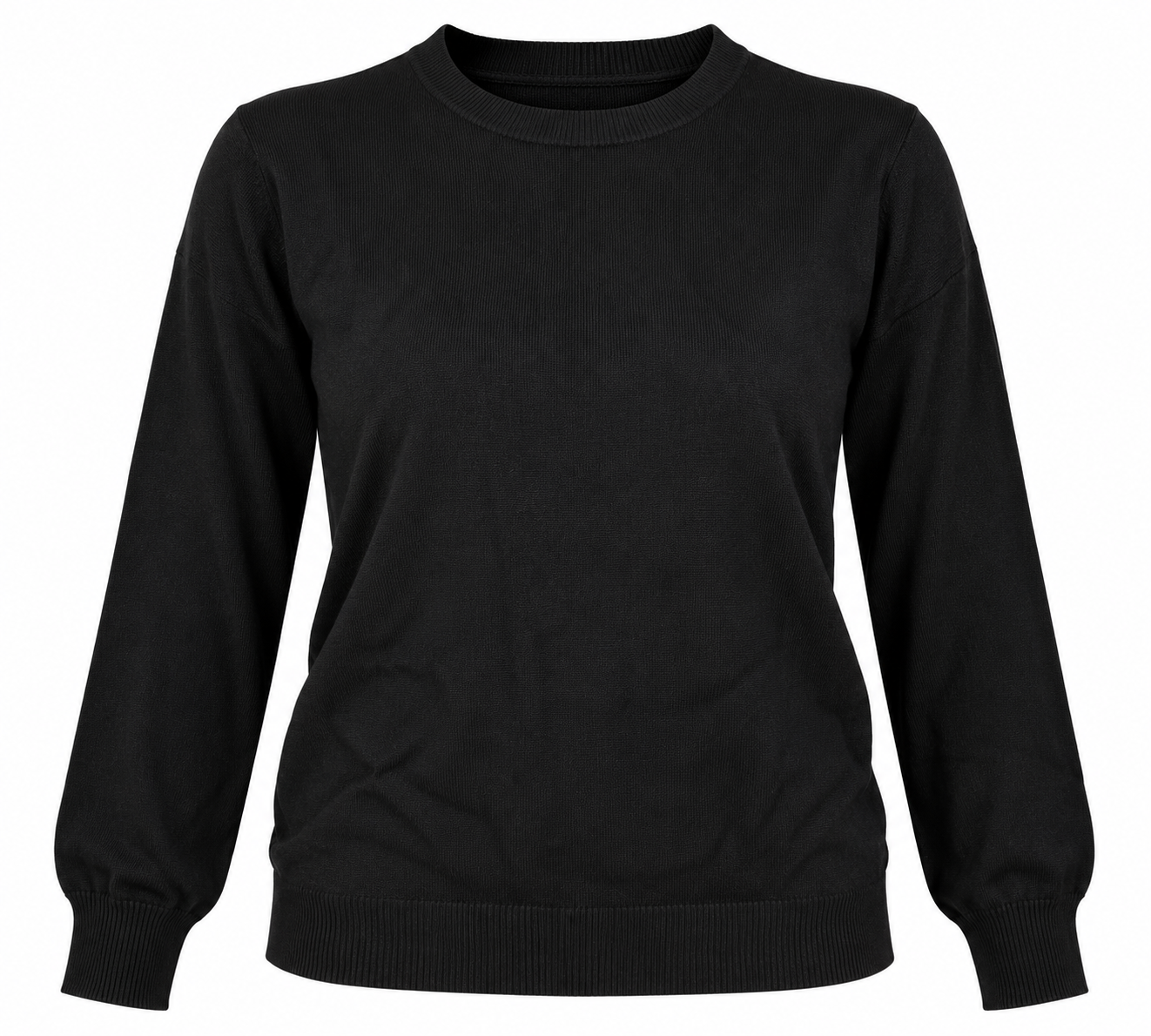 Intuition Essentials Women's Black Crew Neck Knitted Jumper in UK Size L. Stylish long sleeve sweater, perfect for casual, office and winter wear.