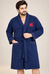 JAC MENSWEAR Men Navy Blue Dressing Gown