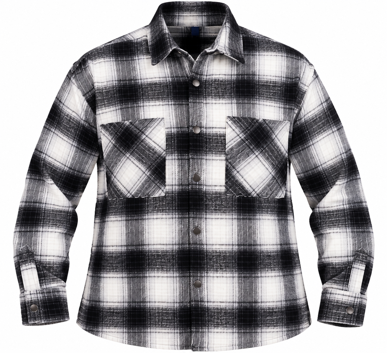 JACK&JONES Men’s Black & White Check Shacket in UK Size S. Stylish plaid design with button fastening, chest pockets and long sleeves.
