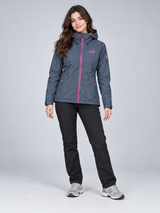 Jack Wolfskin Women Hooded Jacket Grey Blue & Pink
