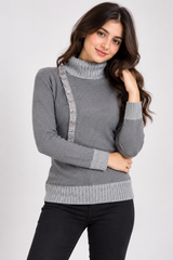 Jane Norman Wome Grey Roll Neck Button Detail Jumper