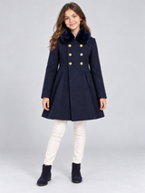 Jasper Jonran Girl Navy Double-Breasted Coat