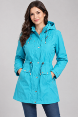 JBC Collection Women Turquoise Hooded Parka Jacket