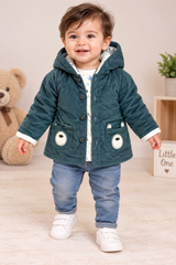 JOHN LEWIS Baby Hooded Quilted Bear Pocket Jacket