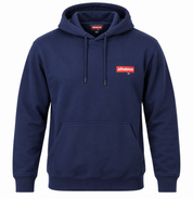 Johnstones men’s navy blue pullover hoodie in UK Size L. Comfortable casual hoodie with drawstring hood, kangaroo pocket and chest logo.