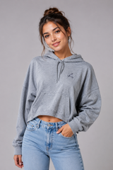 JORDAN Women's Grey Cropped Hoodie