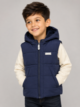 Junior Boys Navy Hooded Puffer Jacket