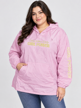 Just Hoods Women Pink Hooded Pullover Windbreaker Jacket