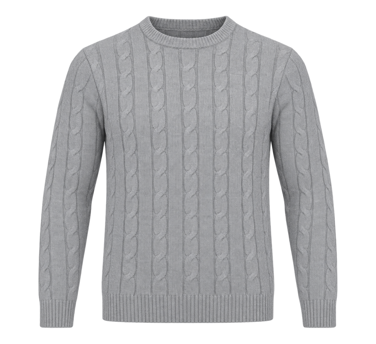   Kangaroo Poo grey cable knit jumper in UK size L. A cosy long-sleeve crew-neck knit, perfect for casual everyday styling.