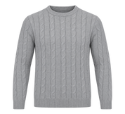   Kangaroo Poo grey cable knit jumper in UK size L. A cosy long-sleeve crew-neck knit, perfect for casual everyday styling.