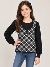 Karen Millen Girls Black & Grey Argyle Knit Jumper