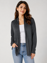 Kersh Womens Charcoal Grey Open Front Cardigan