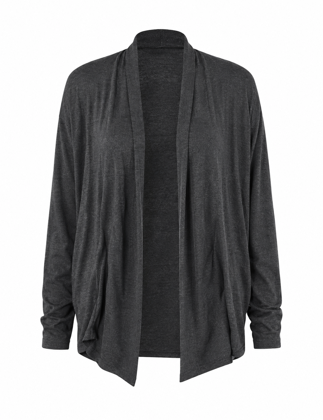  Kersh women’s charcoal grey open-front cardigan in UK XL. Stylish long-sleeve design with a relaxed fit, perfect for versatile everyday layering.