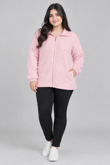 L.X.D Women’s Pink Full Zip Fleece Jacket – Long Sleeve Casual Outerwear