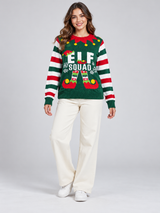 Ladies Jumper Women Green Elf Squad Christmas Jumper