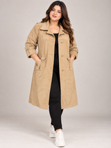 Lampert Women Beige Suede-Look Longline Coat