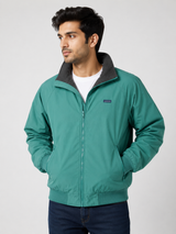 LANDS' END Green Full Zip Fleece-Lined Bomber Jacket for Men