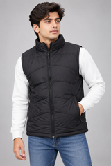 LAND'S END Men Black Puffer Gilet