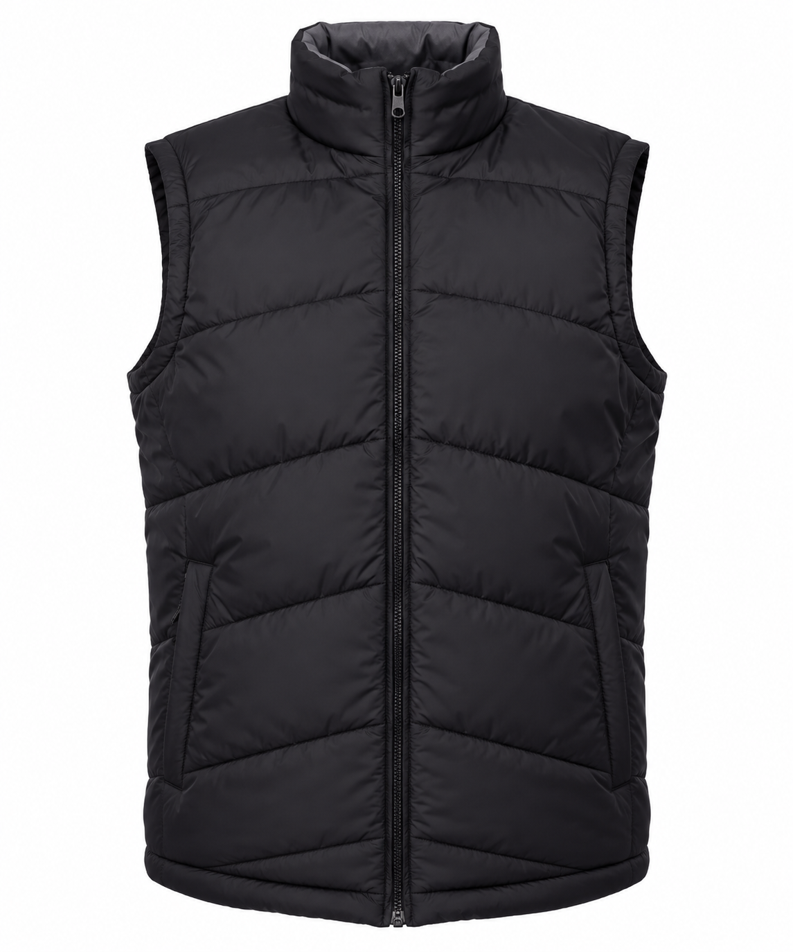 LAND'S END Men's Black Puffer Gilet in UK Size M. A quilted padded sleeveless jacket with full zip, high collar and practical pockets.