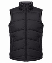 LAND'S END Men's Black Puffer Gilet in UK Size M. A quilted padded sleeveless jacket with full zip, high collar and practical pockets.