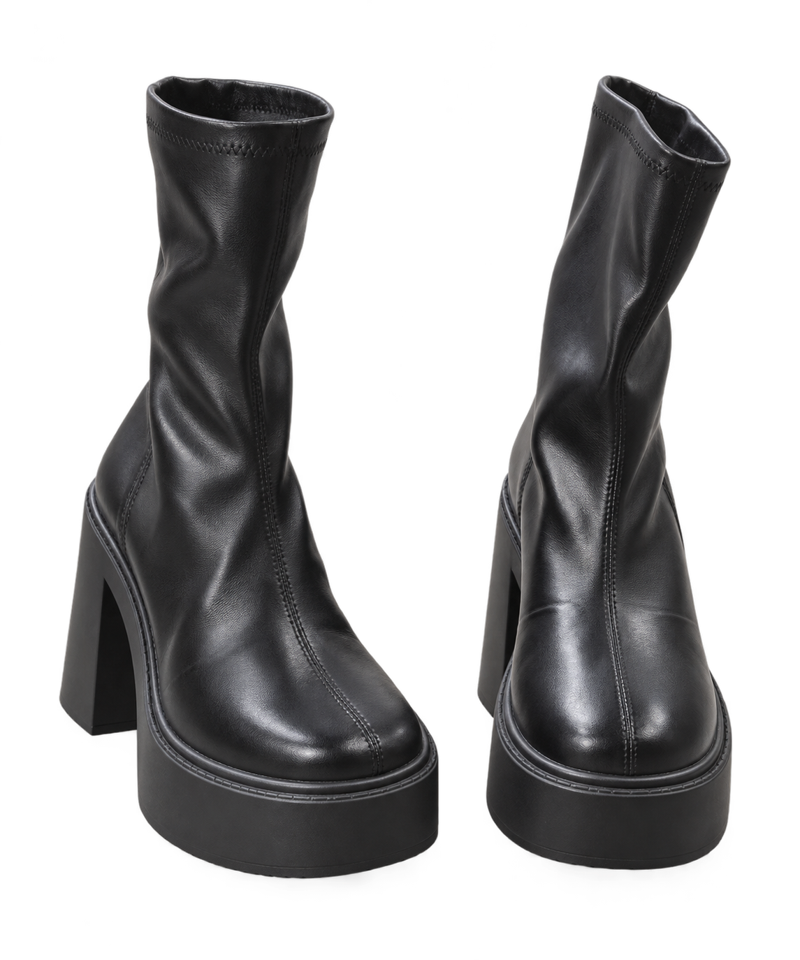  Leather Boots women’s black platform ankle boots in UK Size 40. Stylish chunky sole and block heel design, ideal for casual and party wear.