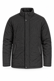   Lee Cooper men’s black padded winter jacket in UK size XL. Warm high-neck coat with front fastening and zip pockets—ideal for everyday winter wear.