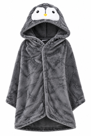  Lily & Dan Baby Grey Penguin Hooded Fleece Wrap, UK 12–16 Months. Cute, soft and cosy hooded blanket for babies. Perfect for bath time and lounging.