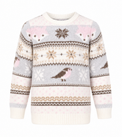   Lily & Dan girls’ Fair Isle knitted jumper in cream and pastel tones, UK size 7-8 years. A cozy long-sleeve winter sweater with a stylish seasonal pattern.