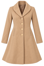 LINEA Women’s Beige Long Tailored Coat in UK Size M. Elegant button-front design with full sleeves, side pockets and a flattering longline fit.