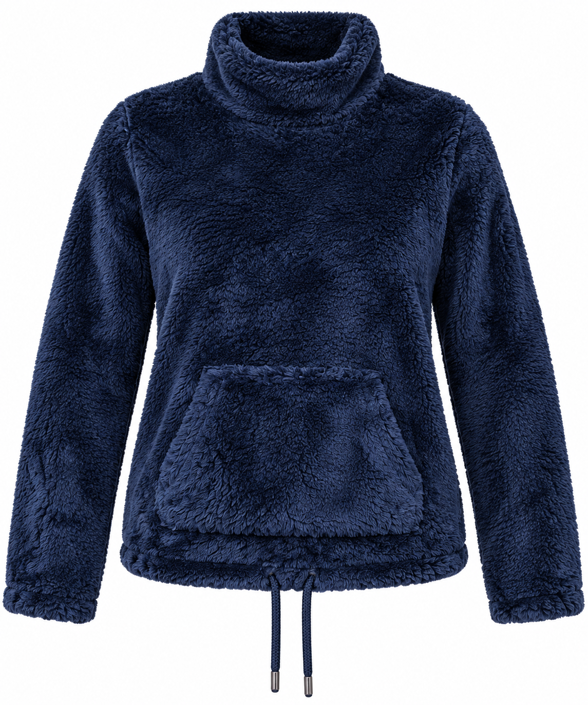  Lounge Wear Women's Navy Blue Teddy Fleece Pullover in UK XL. Cosy high neck, kangaroo pocket and adjustable hem. Perfect for winter and casual wear.