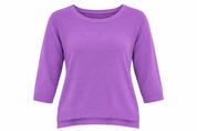  Love Knitwear purple knit jumper in women’s UK size 18. Stylish crew neck design with textured ribbed detailing, long sleeves and layered hem.