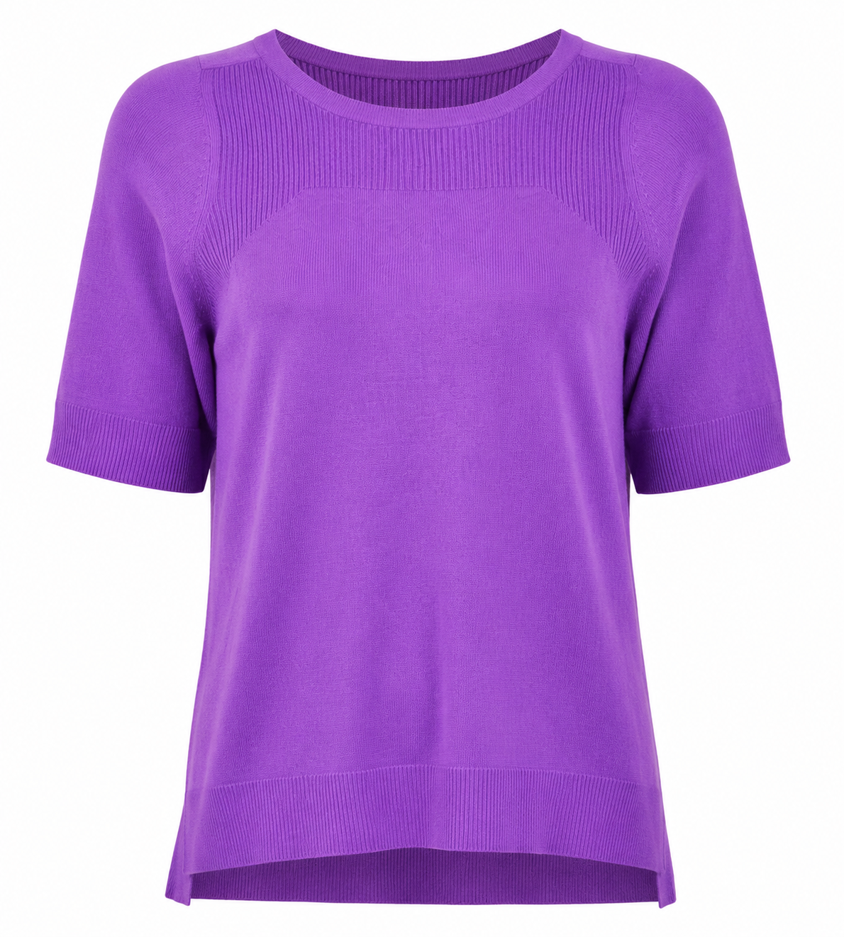 Shop the Love Knitwear Women's Purple Short Sleeve Fine Knit Sweater. Soft, lightweight, and comfortable with a relaxed fit, perfect for casual and everyday wear. 