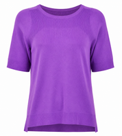 Shop the Love Knitwear Women's Purple Short Sleeve Fine Knit Sweater. Soft, lightweight, and comfortable with a relaxed fit, perfect for casual and everyday wear. 