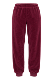 Love to Long women's burgundy fleece joggers in UK Size M. Soft, cosy lounge trousers with an elasticated waist and ribbed ankle cuffs.