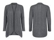 Lovell women's grey knit open-front cardigan in UK Size L. Stylish textured design with long sleeves, perfect for casual outfits, workwear and layering.