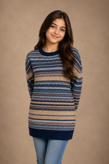 LTS Women's Fair Isle Knit Longline Jumper