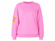  Luella girls' pink sweatshirt in UK size S, featuring a stylish star sleeve design, crew neck and ribbed trims. Perfect for everyday casual wear.