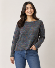  LV Clothing women’s multicolour knit sweater in UK size M. Stylish long-sleeve casual jumper with textured knit design, perfect for everyday outfits.