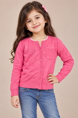 M Girls Pink Button-Up Cardigan