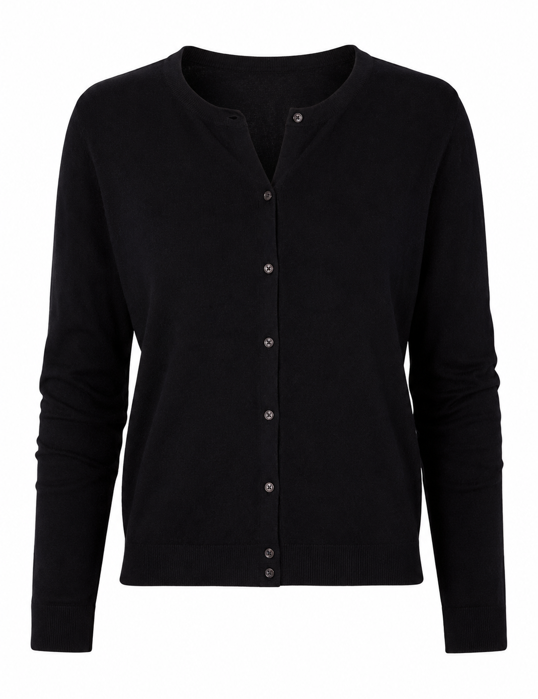 M&S black button-front cardigan for women in UK Size M. A timeless long-sleeve knit perfect for office, formal and smart-casual outfits.