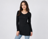 M&S Girls Black Long Sleeve Tunic Top with Lace