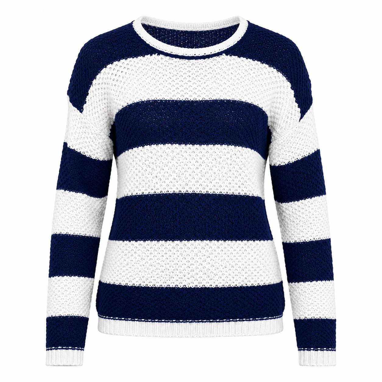  M&S Girls Navy & White Striped Knitted Jumper in UK Size 10-11 Years. Stylish, cosy and versatile knitwear perfect for school, casual wear and cooler days.