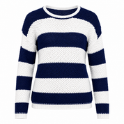  M&S Girls Navy & White Striped Knitted Jumper in UK Size 10-11 Years. Stylish, cosy and versatile knitwear perfect for school, casual wear and cooler days.