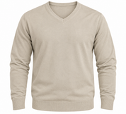  M&S Men’s Beige V-Neck Knit Jumper in UK Size L. A classic long-sleeve sweater ideal for smart-casual, office and everyday layering.