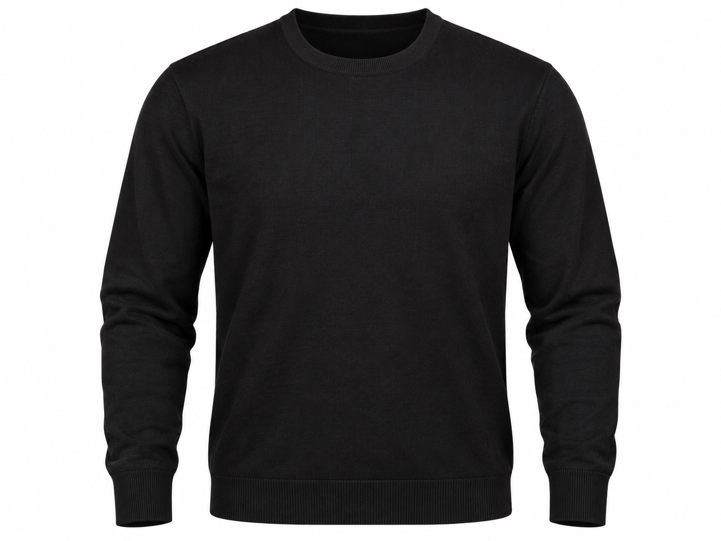 M&S men’s black crew neck jumper in UK Size 2XL. A classic long-sleeve sweater with ribbed cuffs and hem, ideal for casual and everyday wear.